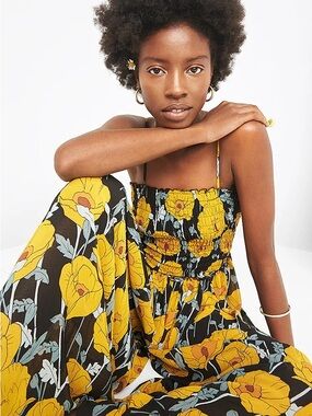 Free People Sophia Wide Leg Smocked Floral Jumpsuit